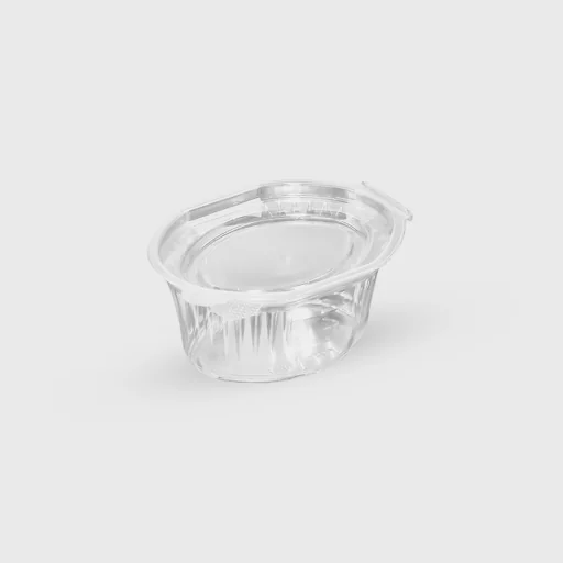 PET oval sauce cup with lid, 80ml, transparent