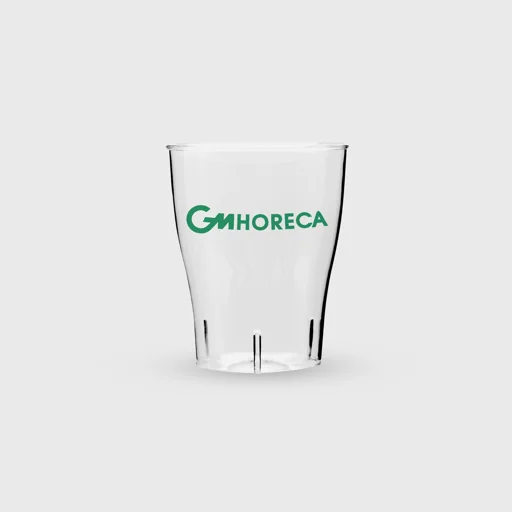Τυπωμένο ποτήρι πλαστικό, 150 ml χαμηλό, PS Premium επαν/μενο, διάφανο