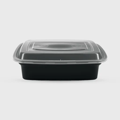 Σκεύος Microwave American, παραλληλόγραμμο με καπάκι, 1250ml, μαύρο