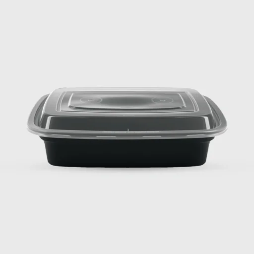 Σκεύος Microwave American, παραλληλόγραμμο με καπάκι, 1000ml, μαύρο