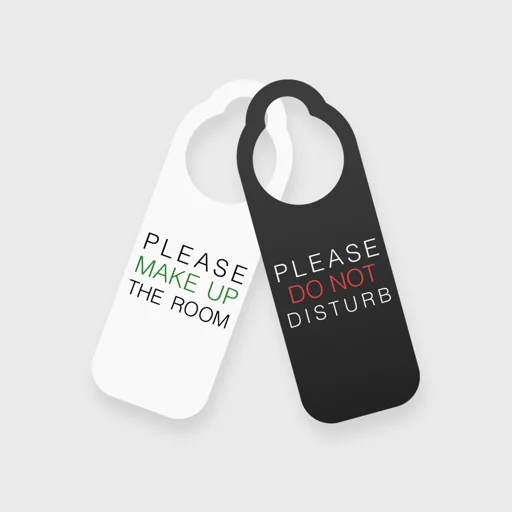 Hotel door hangers with notch, laminated 2-sided, 24x9cm