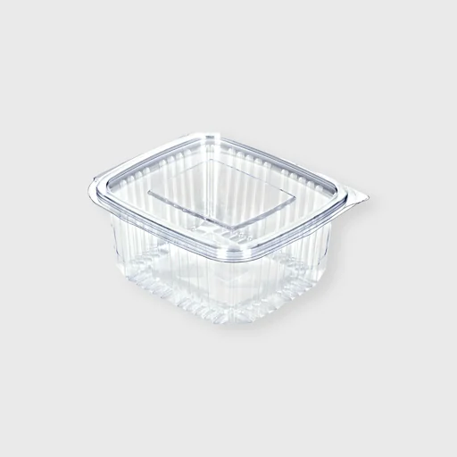PET food square container with flat lid, 500ml, transparent