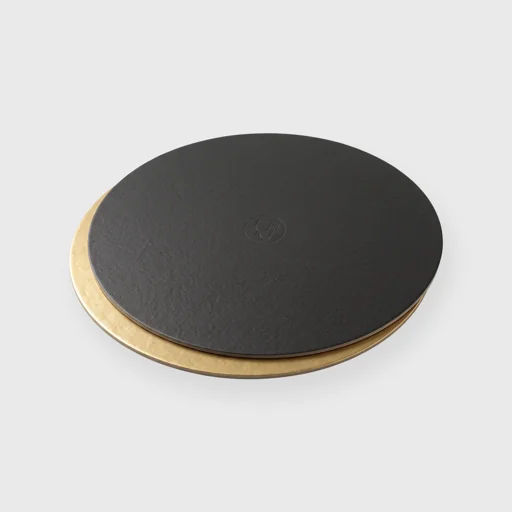 Round paper cake board, 28cm, gold/black