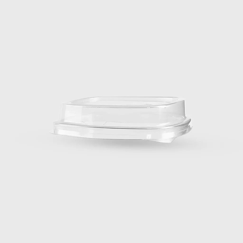 [GMH-24671] PET lid for PS pastry bowl plastic square 300ml – 110mm, transparent