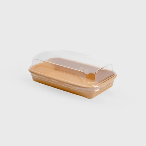 Paper sushi tray with PET lid, N4, 160x90x55mm, Kraft
