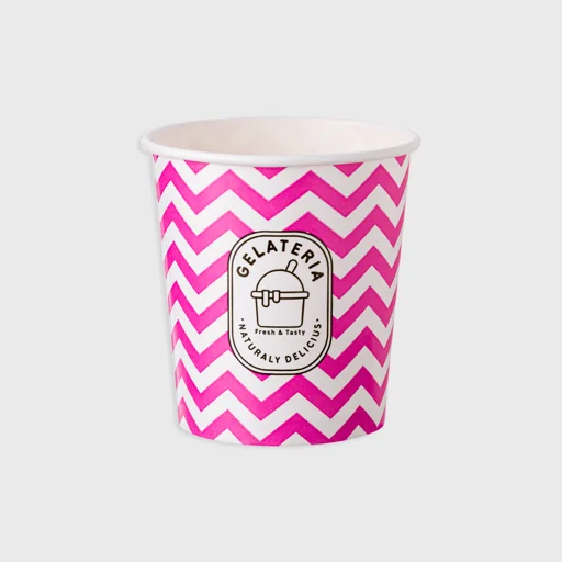 Paper ice cream/frozen yogurt bowl, 12oz, Zig-Zag pink