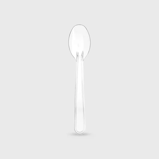 Plastic dessert/ice cream spoon, 12.5cm, PS Premium reusable, transparent