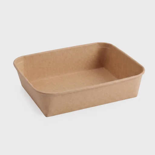 Paper food container, rectangular, 2300ml, Kraft