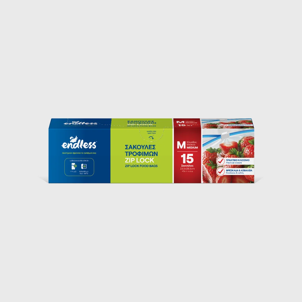 [GΜΗ-25562] Σακούλες τροφίμων με Zip Lock, Endless, μεσαίες 3lt, 15 τμχ
