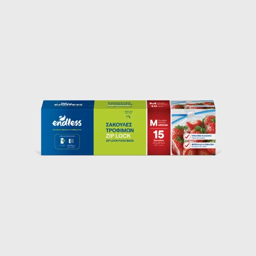 Σακούλες τροφίμων με Zip Lock, Endless, μεσαίες 3lt, 15 τμχ