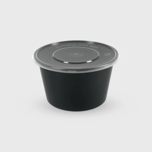 Σκεύος Microwave στρογγυλό με καπάκι, 1000ml, μαύρο
