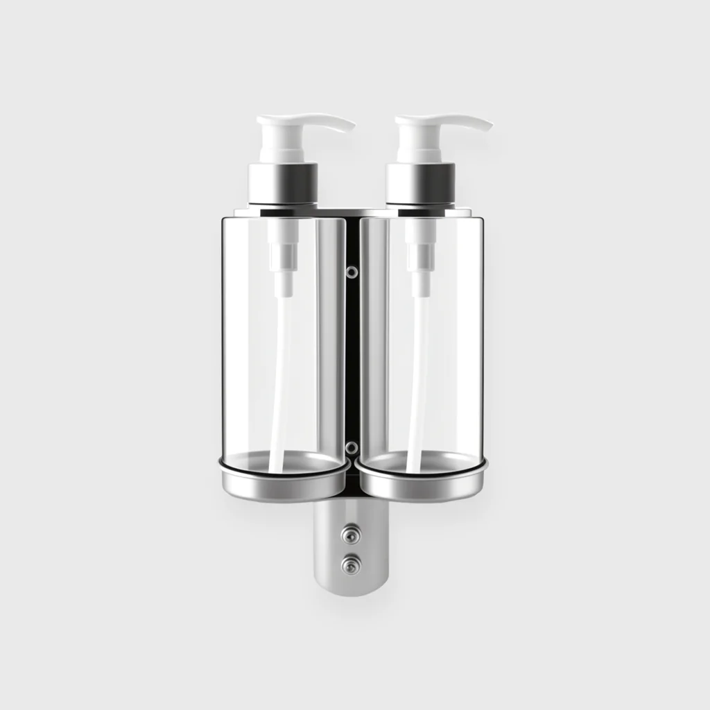 [GMH-26252] Stainless steel double wall-mounted holder with 300ml bottles
