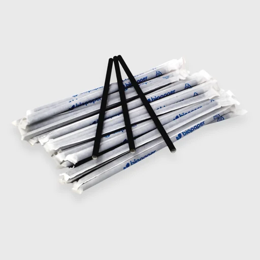 Χάρτινα καλαμάκια Jumbo, 23x7 ίσια, 1/1 συσκευασμένα σε λευκό χαρτί, Μαύρο χρώμα