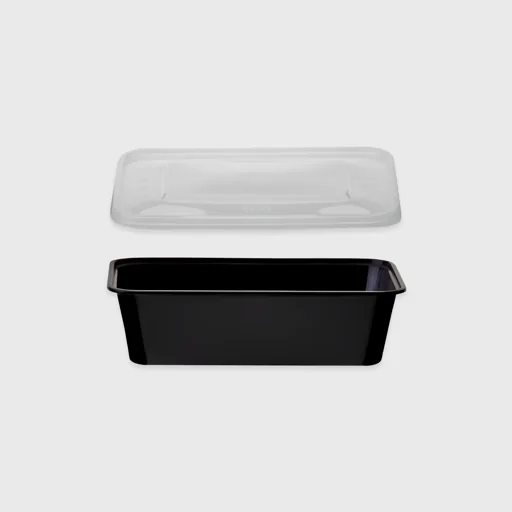Σκεύος Microwave Premium, ορθογώνιο με καπάκι, 750ml, μαύρο