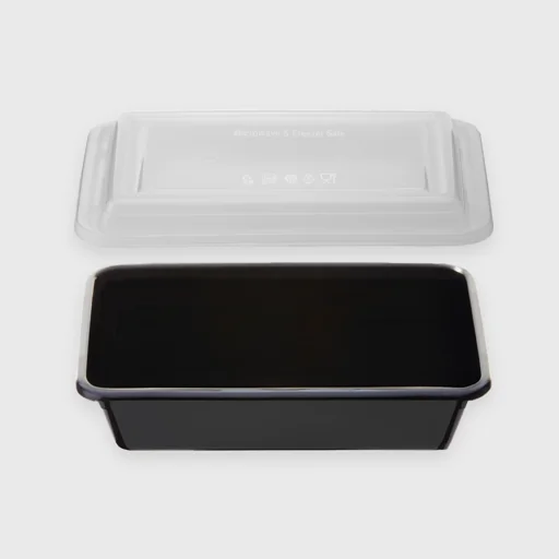 Σκεύος Microwave XL, παραλληλόγραμμο με καπάκι, 1250ml, μαύρο