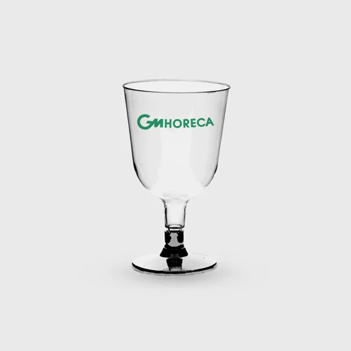 Τυπωμένο ποτήρι πλαστικό, 150 ml κρασιού, PS Premium επαν/μενο, διάφανο