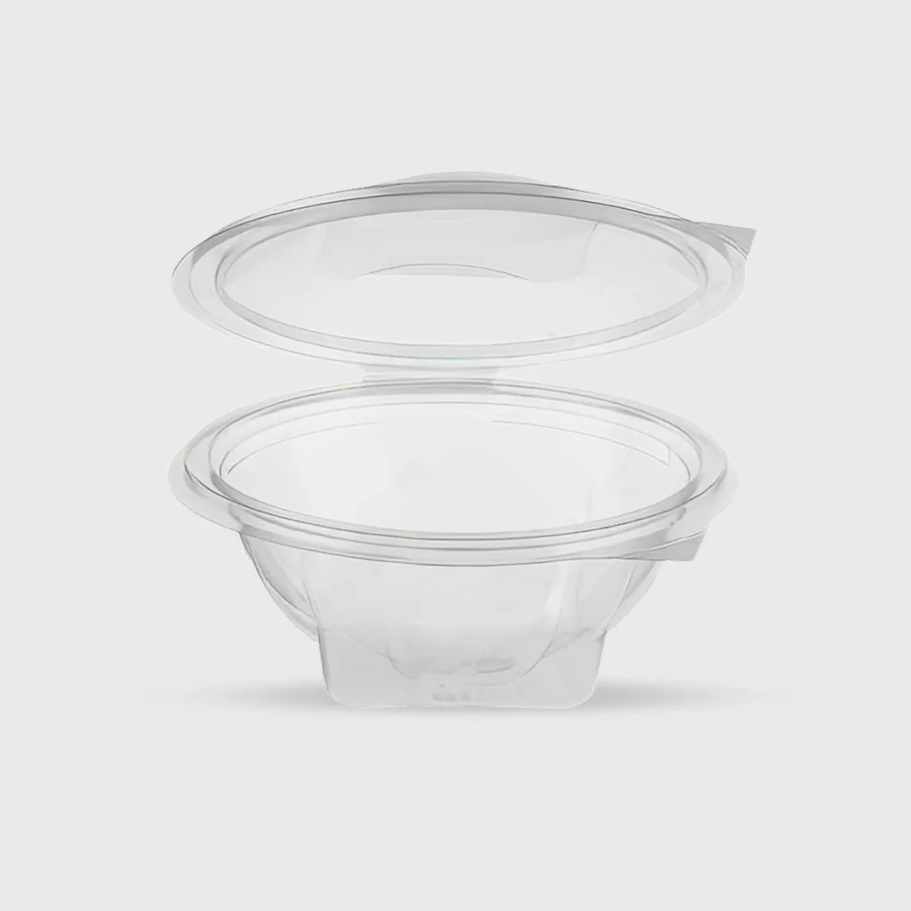 [GMH-25495] PET salad container with built-in lid, 1000ml, transparent