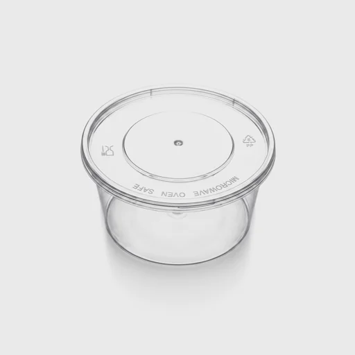 PP food container, round with lid, 500ml, transparent