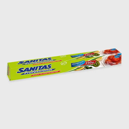 Μεμβράνη σε κουτί με πριόνι, Sanitas Pro, 45cm x 250 μέτρα, D-Gold, διάφανη
