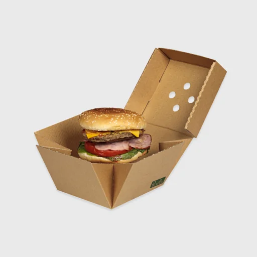 Χάρτινο κουτί για Burger, με πτυχές, 120x120x100mm, Kraft