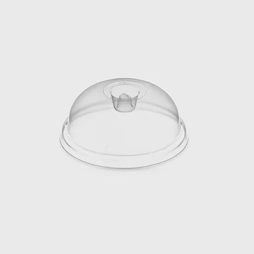 PET dome lid for paper cup for 12-14-16oz, with safety hole, transparent