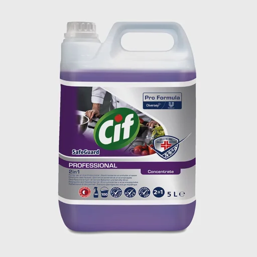 Cif Professional SafeGuard, concentrated 2-in-1 cleaner & disinfectant for food areas, 5 lt