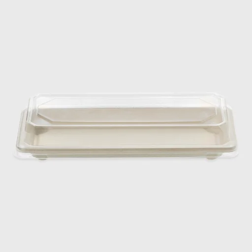 Σκεύος ζαχαροκάλαμου για Sushi N6 με PET καπάκι, 221x92x20mm