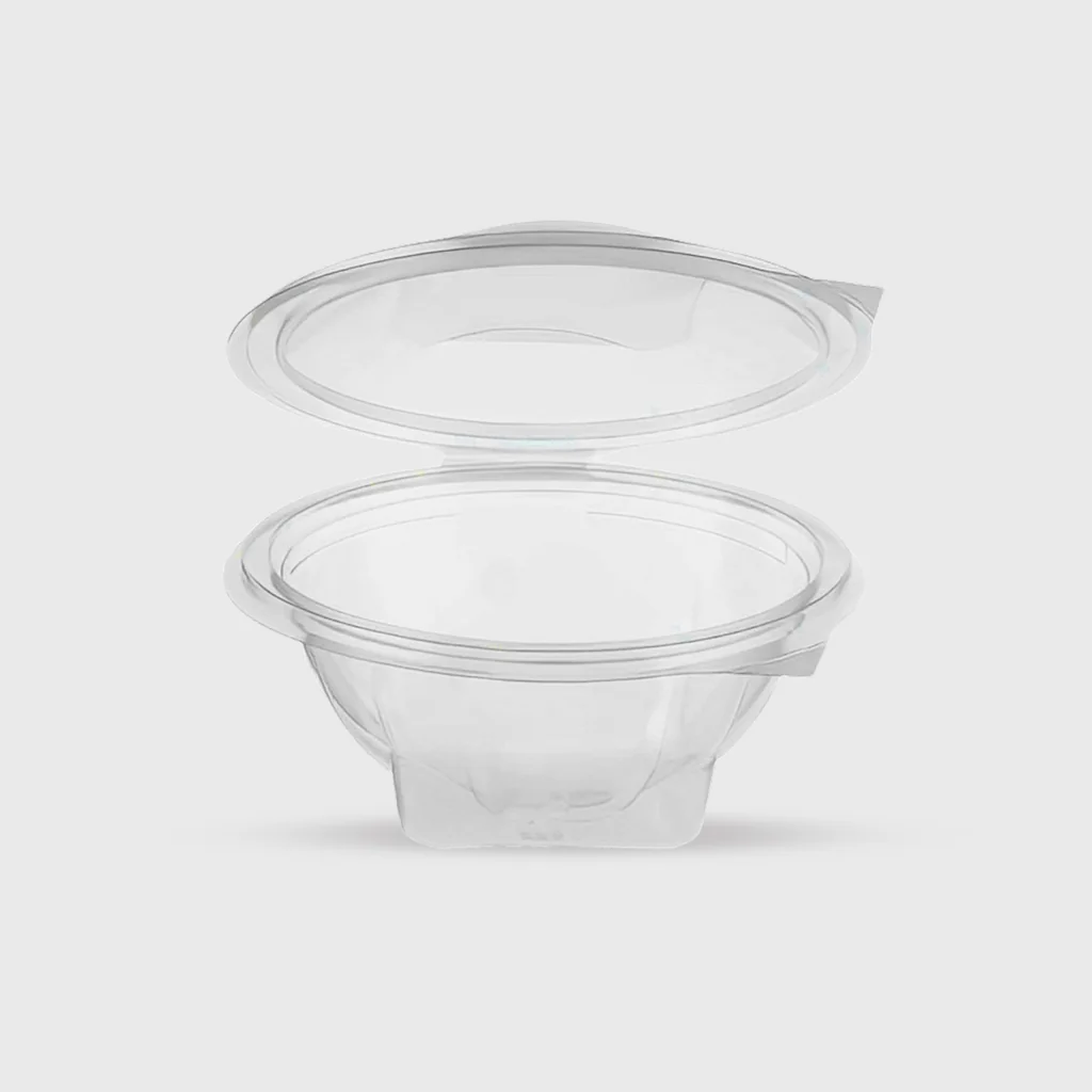 [GMH-25494] PET salad container with built-in lid, 750ml, transparent