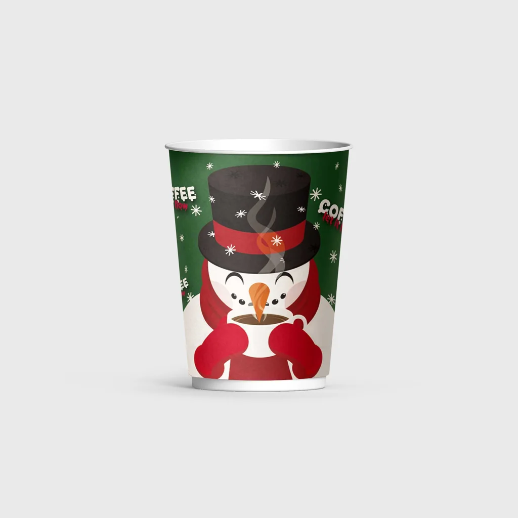 [GΜΗ-25910] Paper cup, double wall, 8oz, Snow Santa