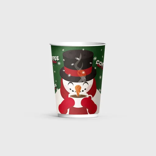 Paper cup, double wall, 8oz, Snow Santa