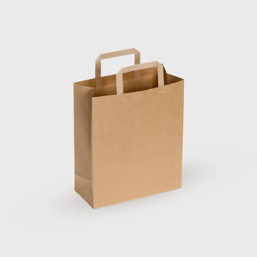 Paper bag with handle, bottom, 220x100x240mm, Kraft