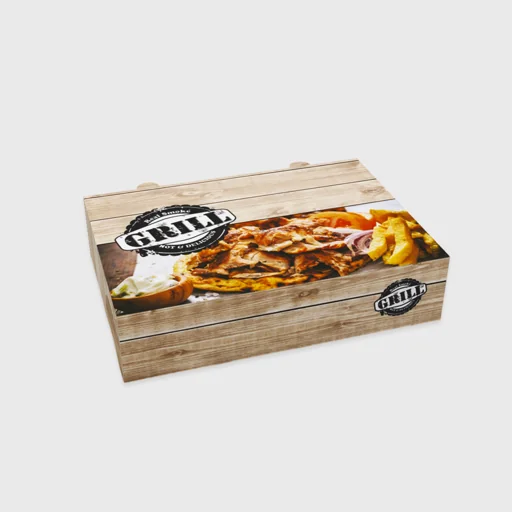 Paper box for large portion, T44, 250x175x60mm, Grill