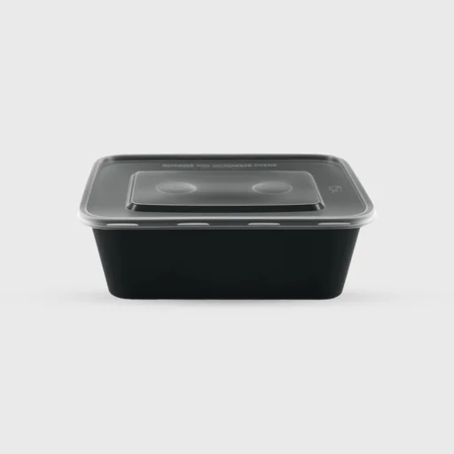 Σκεύος Microwave ορθογώνιο με καπάκι, 750ml, μαύρο