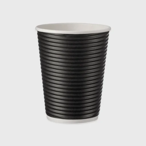 Χάρτινο ποτήρι, διπλότοιχο ripple, 12-14oz, μαύρο