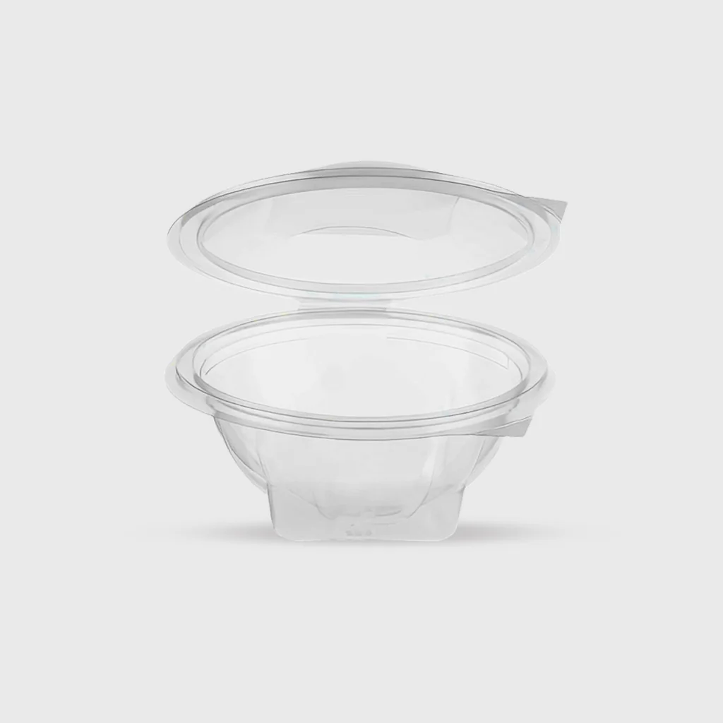 [GMH-25493] PET salad container with built-in lid, 500ml, transparent