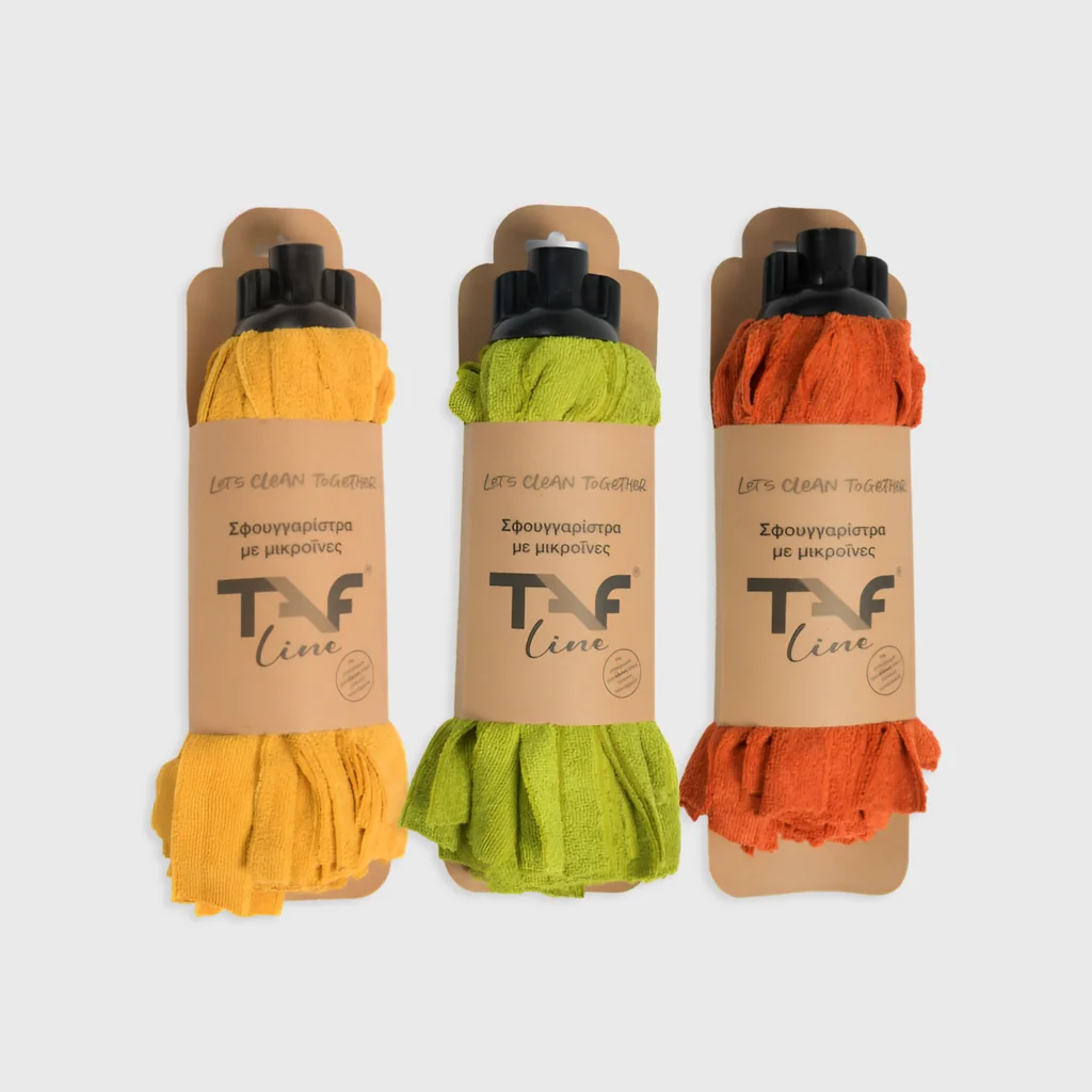 [GMH-24733] Mop with straight microfiber cloth, Taf Line, 190g, Ochre/Olive/Terracotta
