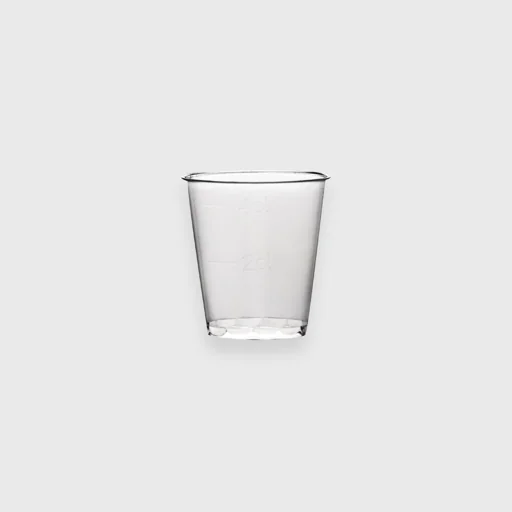 Plastic PS cup, 60ml shot, transparent