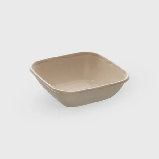 Σκεύος ζαχαροκάλαμου, τετράγωνο 750ml, 170x170x50mm, μπεζ