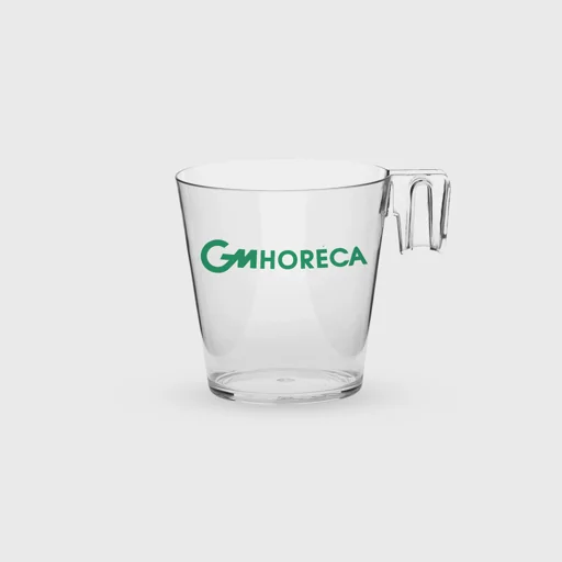 Τυπωμένο φλιτζάνι πλαστικό, 80 ml καφέ/espresso, PS Premium επαν/μενο, διάφανο