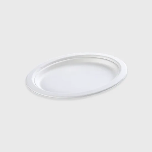 Sugarcane oval plate, 26x20cm, white