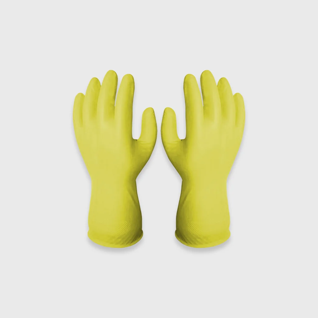 [GMH-23898] Reusable kitchen latex gloves with powder, Small pair, yellow