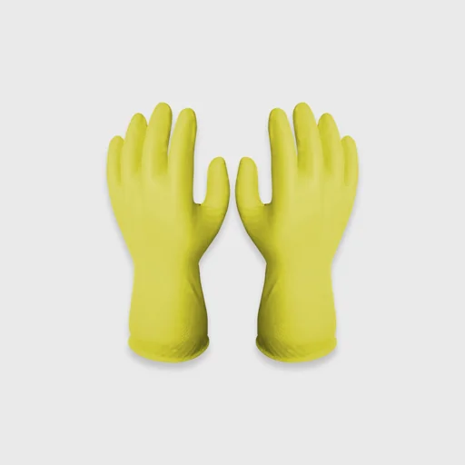 Reusable kitchen latex gloves with powder, Small pair, yellow