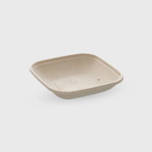 Σκεύος ζαχαροκάλαμου, τετράγωνο 500ml, 170x170x30mm, μπεζ