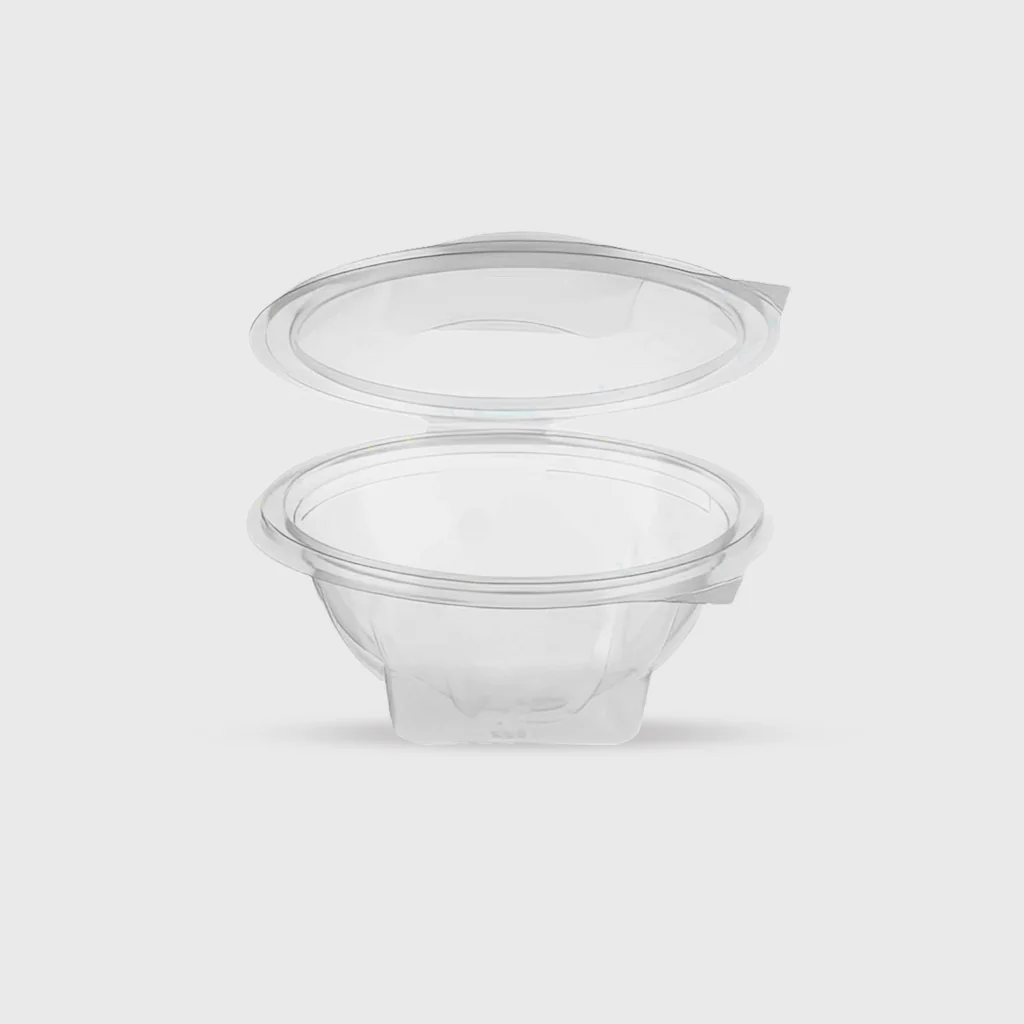 [GMH-25168] PET salad container with built-in lid, 250ml, transparent