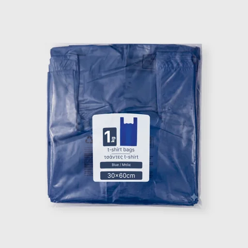 Plastic carry bag, HDPE T-Shirt, 60cm, blue