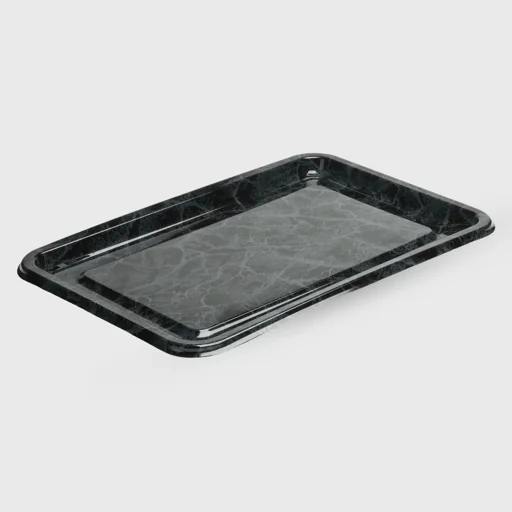 Δίσκος PET, παραλληλόγραμμο 550x370x26mm, μαρμάρινο μαύρο