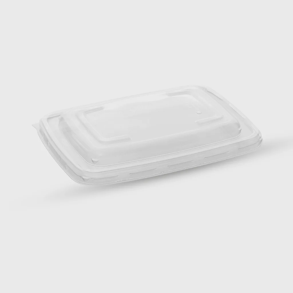 [GMH-26093] PP lid for rectangular sugarcane container 600/950/1050ml – 230x160mm, clear