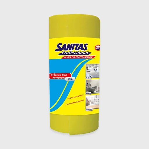 Απορροφητικό πανί σε ρολό, Sanitas Pro, 32cm x 14 μέτρα, γενικού καθαρισμού, κίτρινο