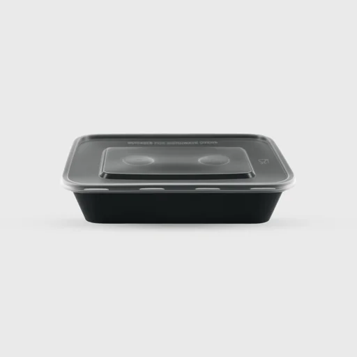 Σκεύος Microwave ορθογώνιο με καπάκι, 500ml, μαύρο