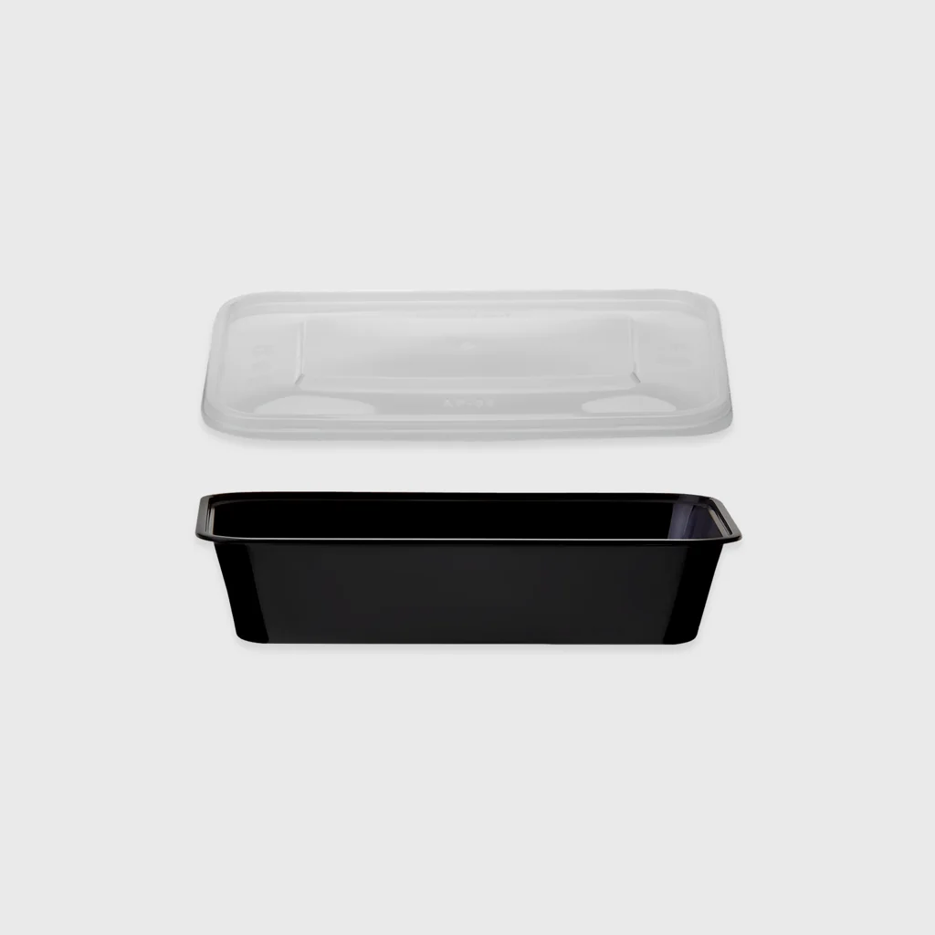 [GMH-24382] PP Premium MW container with lid, rectangular 650ml, black